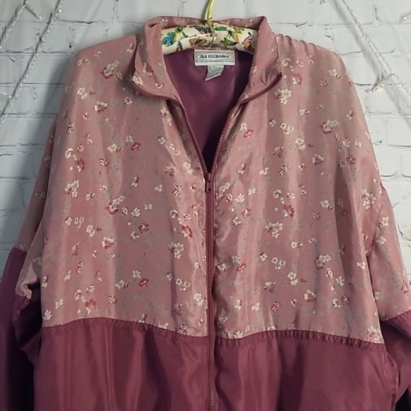 Vintage 90s Silk Exchange 100% Silk Floral Blush Pink Full Zip Jacket Womens  XL - Picture 8 of 17